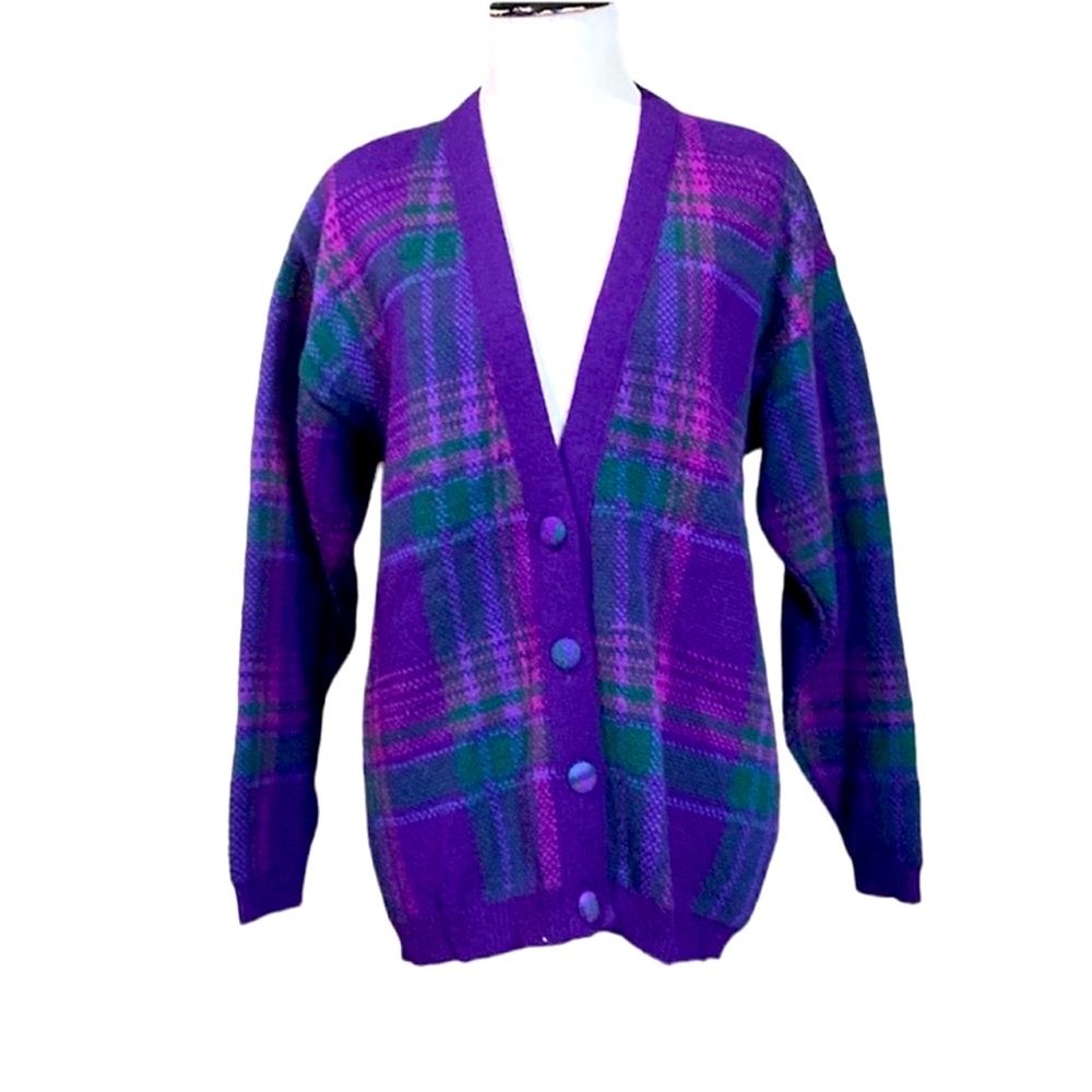 Vintage Pendleton Plaid Purple Button Down Cardigan